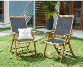 Set van 2 fauteuils van FSC en textiel van acaciahout - grijs