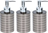 8x Zeeppompjes/zeepdispensers 300 ml zilver - Zeepdispensers met pompje zilverkleurig 8 stuks