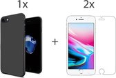 iPhone SE 2020/SE 3 (2022) hoesje zwart siliconen case cover - 2x iPhone SE 2020/SE 3 (2022) Screenprotector