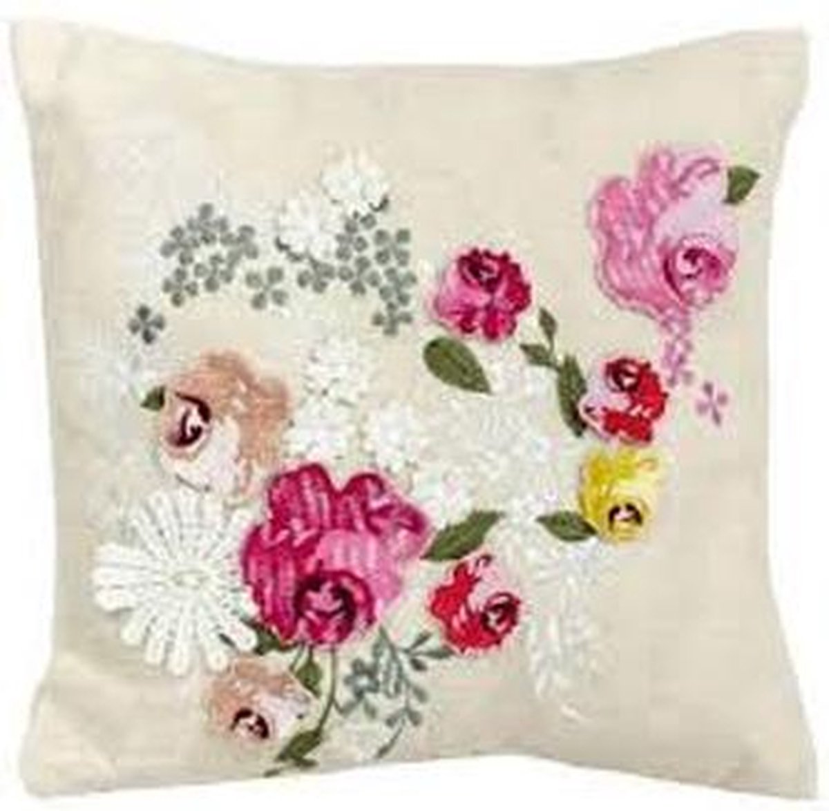 Ariadne Les Roses - Sierkussen - 30x30 cm - Wit
