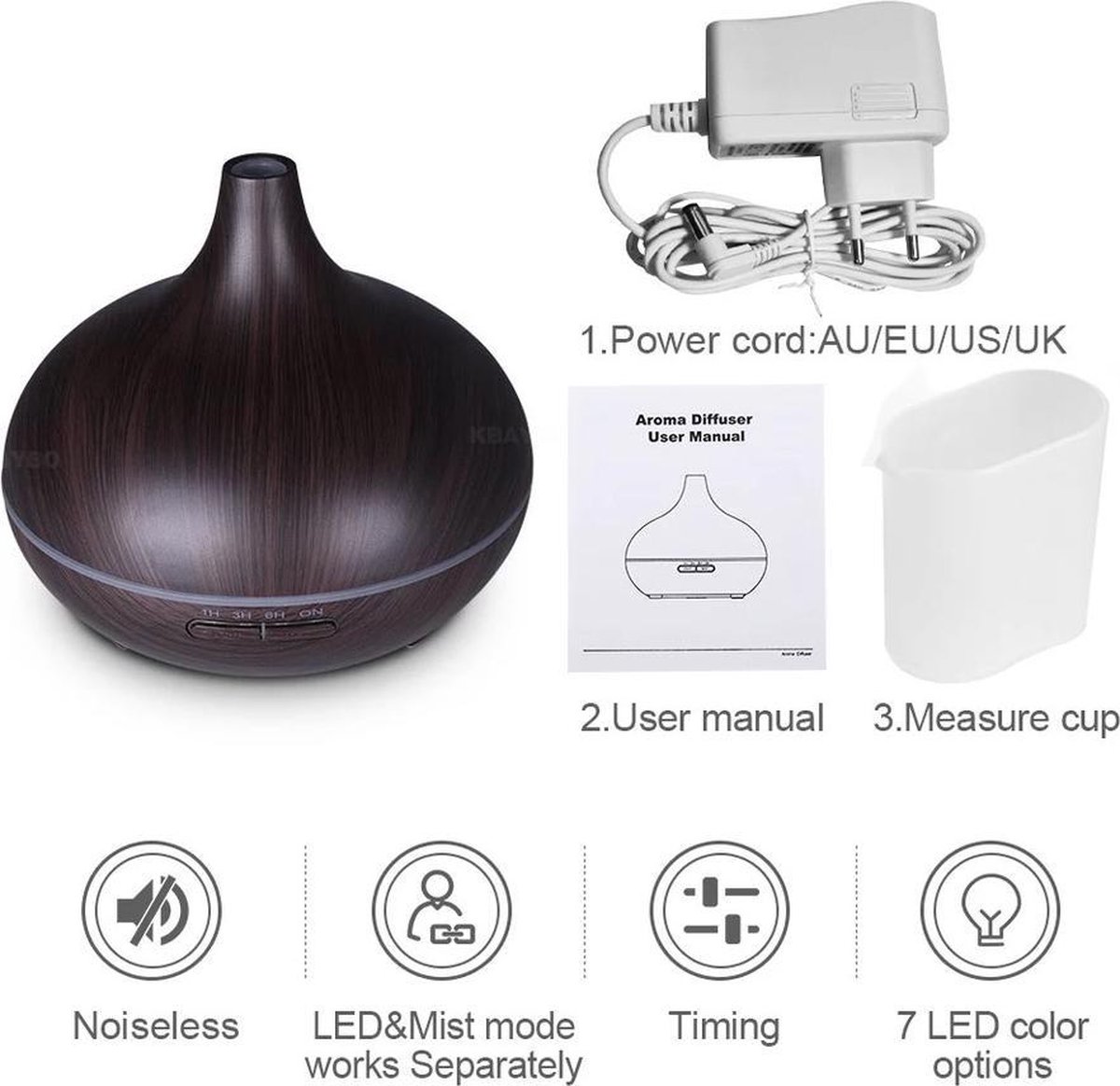 AIMARG Luchtbevochtiger 450ML Luchtbevochtiger Zevenkleuren Nachtlampje Essentiele Olie Diffuser Koude Mist Luchtbevochtiger Voor Kamer Kantoor Auto Color Pink1 Size Usb