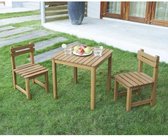 Tuinset voor kinderen - vierkante tafel 65x65cm en 2 stoelen - houten - voor kinderen