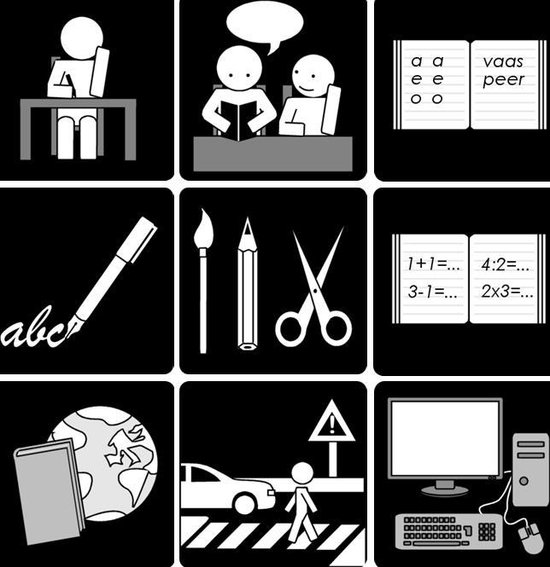 Magneet pictogrammen 'Schoolvakken kind' 3x3 cm|Dagritme planbord|PictoMix