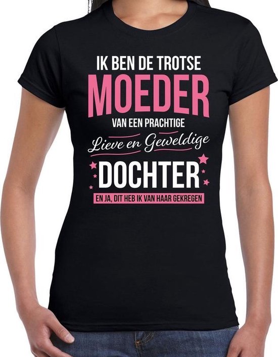 Indica Keel Afdeling Trotse moeder / dochter cadeau t-shirt zwart voor dames - verjaardag /  Moederdag -... | bol.com