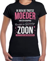 Trotse moeder / zoon cadeau t-shirt zwart voor dames XL