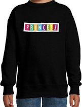 Princess fun tekst sweater zwart kids - Fun tekst / Verjaardag cadeau / kado trui kids 122/128