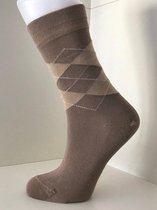 Boru Bamboo Design Square Argyle Sock |Beige, Maat 46/47