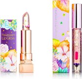 GLAMFOX Witch Flower Lipgloss + Lipstick 2 Stuks - 100% Echte Bloem - 24K Goudpoeder - Korean Skincare - Lip Plumper - Lip Plumping - Lipgloss Transparant - Lippenstift Langhoudend