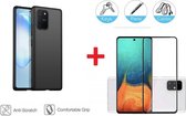 2-In-1 Screenprotector Bescherming Protector Set Geschikt Voor Samsung Galaxy S10 Lite - Full Cover 3D Edge Tempered Glass Screen Protector Met Siliconen Back Cover Case - Mat Zwar