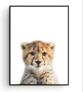 Postercity - Design Canvas Poster Baby Cheeta / Kinderkamer / Dieren Poster / Babykamer - Kinderposter / Babyshower Cadeau / Muurdecoratie / 50 x 40cm