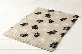 Lovely Nights vetbed/kleed bench beige with 2 color print paw  + bies 78x55cm