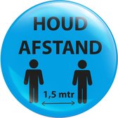 Waarschuwings buttons "Houd afstand" Ø75mm met speld. Corona - Covid19 Houd Afstand Buttons 5 stuks