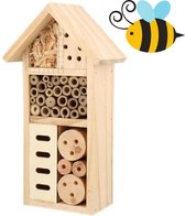 BeeHappy Bijenhotel - Insectenhotel voor Bijen/Vlinders/Insecten - Insectenhuis/Bijenhuis - alternatief voor bijenkorf - 27x13,5x6,5cm