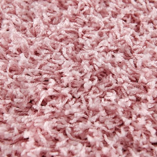 Tapijtenloods Loca Shaggy Rond Vloerkleed Licht Roze Hoogpolig- 80 CM ROND - Muratap