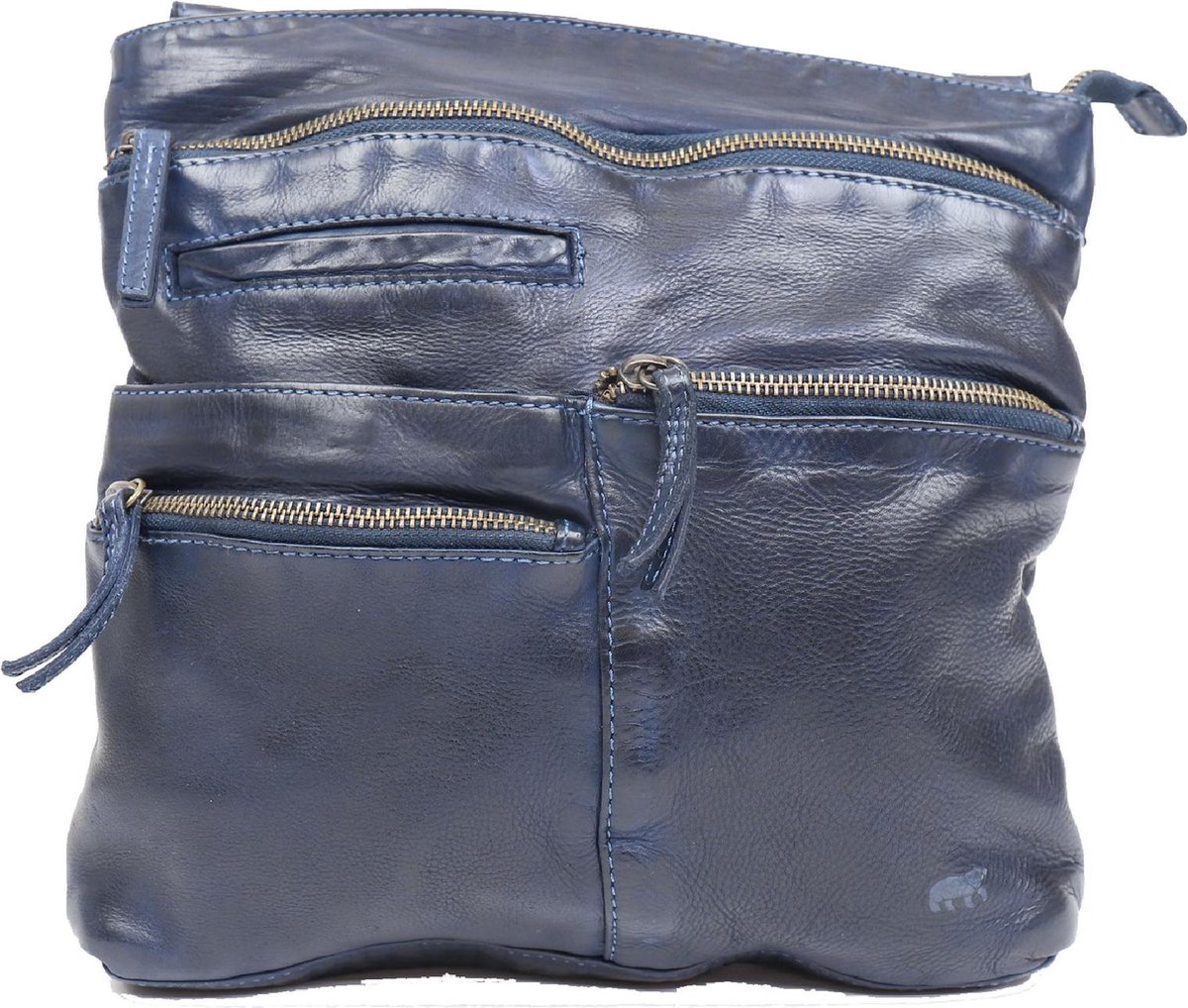 Bear Design Yara Leren Schoudertas - Blauw