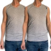 Embrator Lot de 2 débardeurs pour hommes à col en V gris clair chiné, taille 3XL