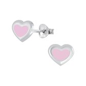 Joy|S - Zilveren hartje oorbellen 8 mm zacht roze