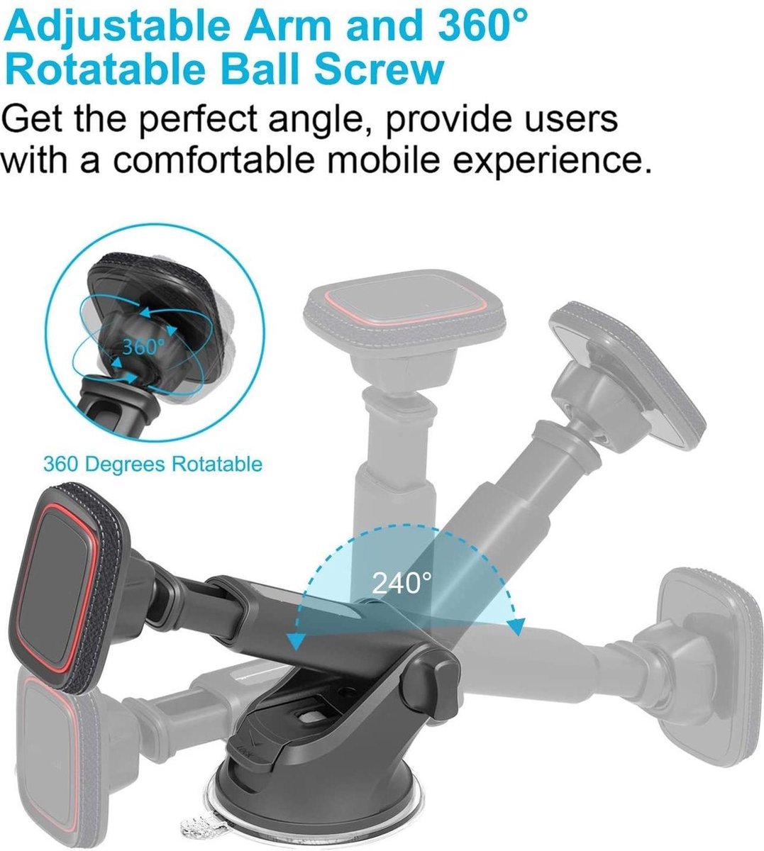 Magnetische telefoonhouder voor in de auto - Autohouder - Auto telefoonhouder - Magneet smartphone houder - Dashboard Raam zuignap - Samsung - iPhone - Nokia - Huawei - Sony - LG - HTC - OnePlus - Xiaomi - Universeel - Magnetisch – foto 4