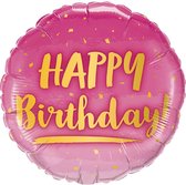 Qualatex - Folieballon Happy Birthday Roze 45 cm