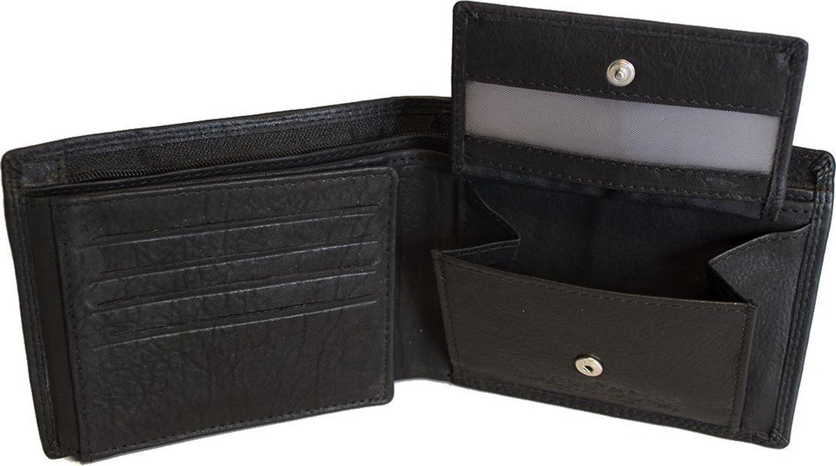 Portemonnee Heren - Zwart - Echt Leer - Billfold