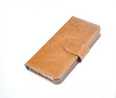 Echt Leder Bruin met de handgemaakte Wallet Bookcase Pearlycase Hoesje voor Apple iPhone 5/5S/SE
