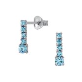 Joy|S - Zilveren classic bar oorbellen blauw kristal