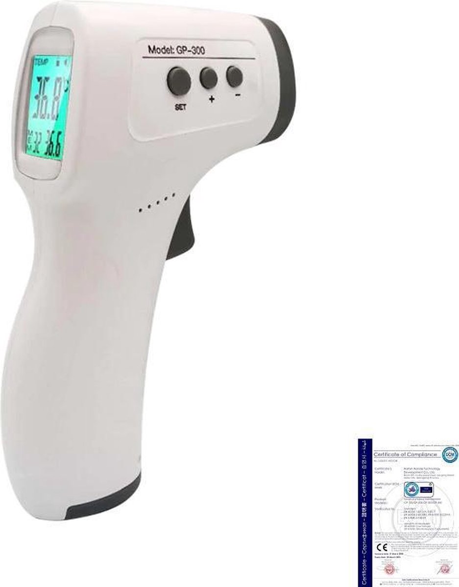 Infrarood Thermometer Lichaam Gp 300 Met Lcd Display Koortsmeter Contactloos Bol Com