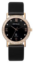 Orphelia 122-1724-44 - Horloge - Leer  - Zwart - 33 mm