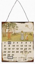 Vintage bord 25X33 cm Kalender Vliegerende Kinderen