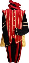 Hoofdpiet Pieten kostuum - Hoogwaardig kwaliteit fluweel - Piet Marbella - Rood en zwart - Maat M