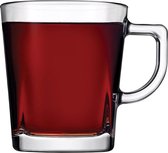 Pasabahce Carre - Theeglazen Met Oor - Set van 6 - 277 ml