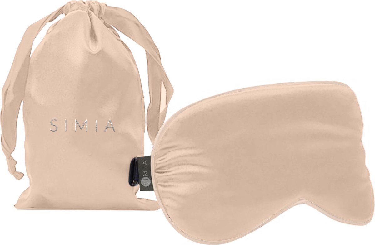 SIMIA™ Premium Zijden Slaapmasker + Opbergzakje - 100% Verduisterend Oogmasker - Verstelbaar - Blinddoek - Zijdezacht - Anti-Rimpel - Cadeau Tip - Champagne Goud - SIMIA™