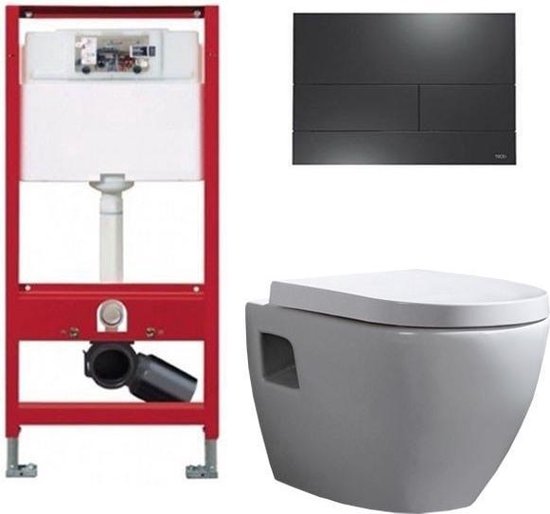 Tece Toiletset Inbouw WC Hangtoilet wandcloset Daley Tece Square Mat Zwart bol