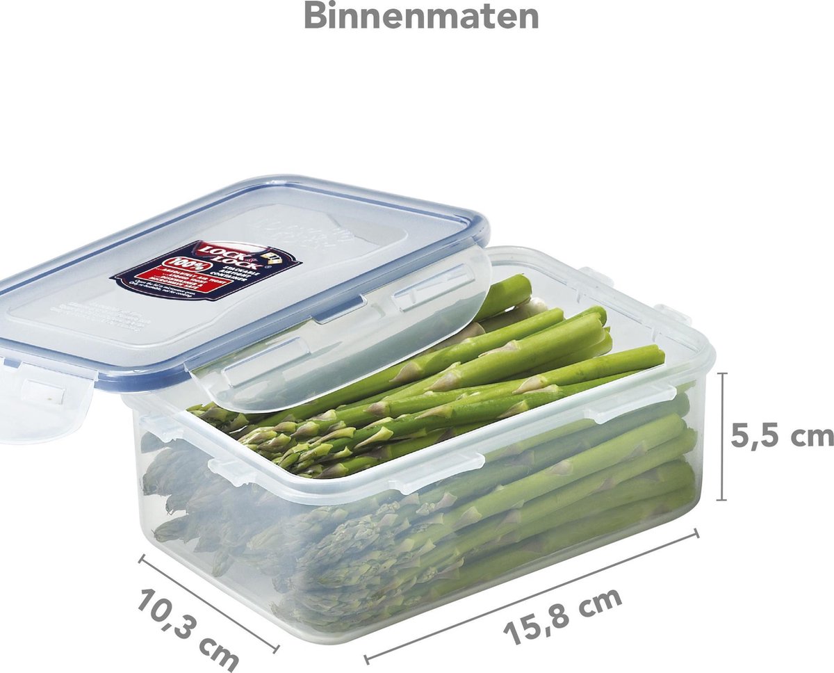 Lock&Lock Diepvriesbakjes - Meal prep bakjes - Vershoudbakjes - 850 ml - Set 4 stuks - 100% Lekvrij - BPA vrij - PFAS vrij - Magnetron bakjes met deksel - Diepvriesdozen - Bewaarbakjes - Vershouddoos - Transparant — afbeelding 7