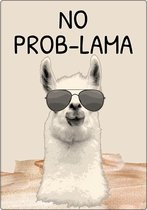 Spreukenbordje: No Prob-lama! | Houten Tekstbord