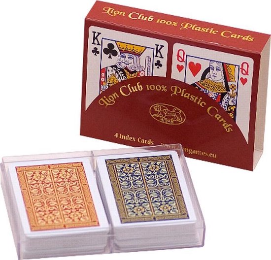 Thumbnail van een extra afbeelding van het spel Poker kaarten Lion 100% plastic x2, Bridge