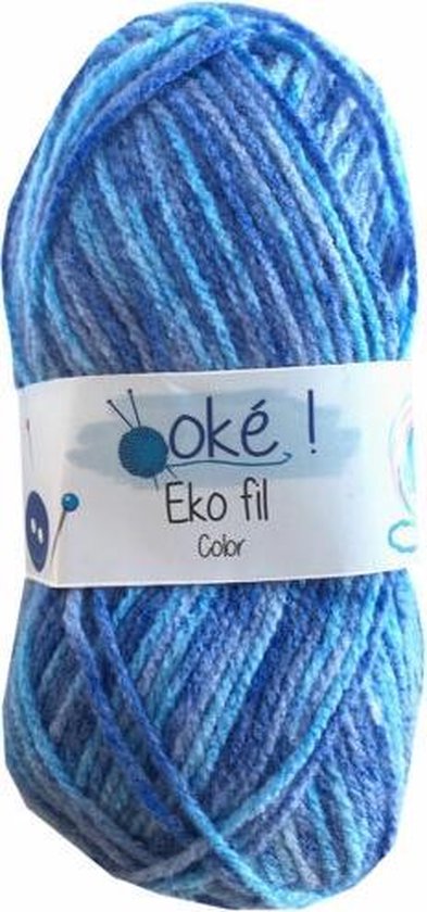 Zuidelijk grafisch scherm Oke Eko fil gemeleerd acryl garen - blauw (305) - naald 3,5 a 4 | bol.com