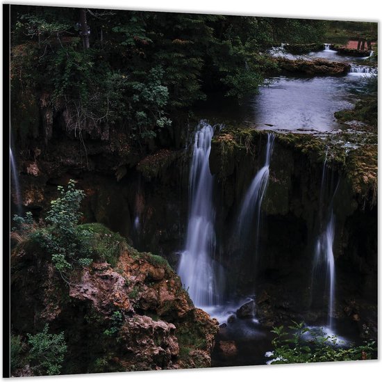 Dibond –Hoge Watervallen  – 50x50 Foto op Aluminium (Wanddecoratie van metaal)