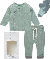 Coffret cadeau unisexe Noppies (4 pièces) Chaussettes, chemise et pantalon Mint Grijs - Taille 56