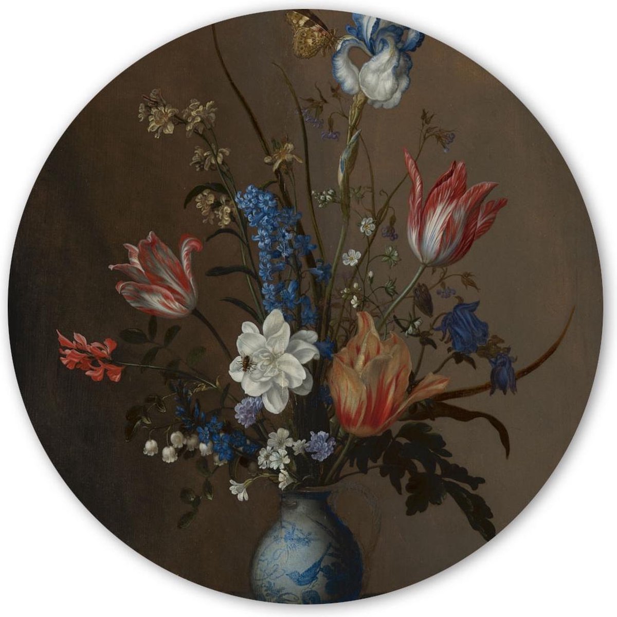 Wooncirkel - Bloemen in een Wan-Li vaas en schelpen - Balthasar van der Ast (⌀ 30cm) - Wooncirkel