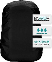 Zwarte Improv Regenhoes Rugtas 55-60 Liter - Backpack Rain Cover - Flightbag voor rugzak - Schoolrugzak