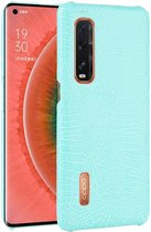 Oppo Find X2 Pro Kunstleren Hoesje met Krokodil Textuur Blauw