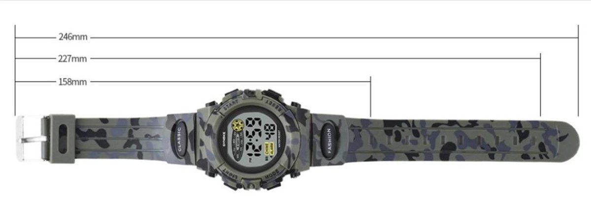 Pure Time® Kinderhorloge, jongenshorloge, meisjeshorloge, camouflage, camouflage, polshorloge, textielarmband, analoog, jongens, kinderhorloge, textielarmband, zwart, blauw, grijs, leren horloge