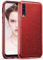 Samsung Galaxy A70S Hoesje Glitters Siliconen TPU Case rood - BlingBling Cover