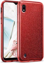 Samsung Galaxy A10 Hoesje Glitters Siliconen TPU Case rood - BlingBling Cover