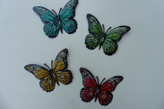 Primus| 4 Mini Vlinders| Decoratie Wandborden| Metaal 3 Art| Cadeau