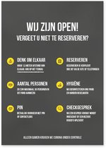 Corona raamsticker A2 “WIJ ZIJN OPEN” – zwart/geel 5 stuks