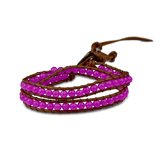 Silventi 710401463 Bracelet en cuir avec perles - Cuir - Perles - Fermeture à bouton