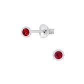 Joy|S - Zilveren mini classic kristal kinderoorknopjes rood 3.5 mm