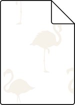 Proefstaal ESTAhome behangpapier flamingo's zilver en wit - 138917 - 26,5 x 21 cm